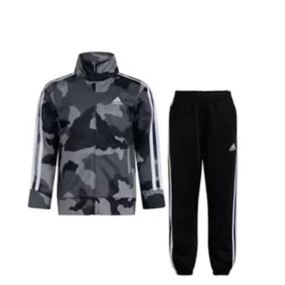 Adidas Boys Camo 3 stripe tracksuit Jacket Set